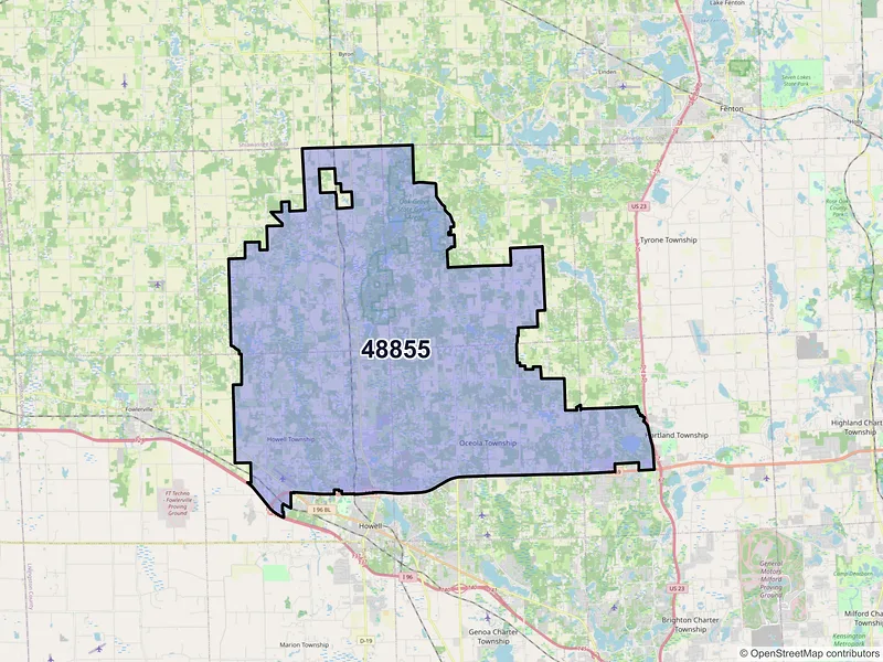 Map of ZIP Code 48855 — Howell, MI