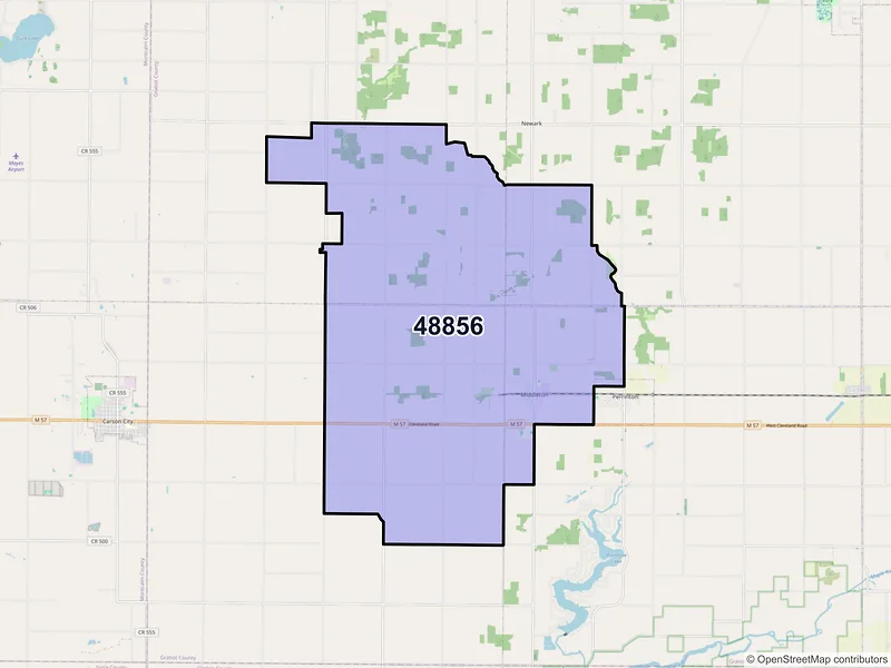 Map of ZIP Code 48856 — Middleton, MI