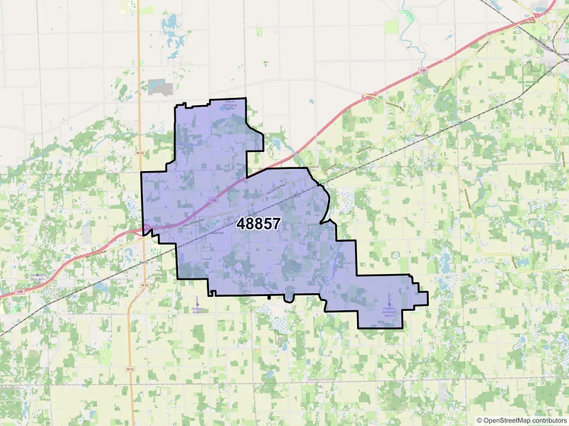 Map of ZIP Code 48857 — Morrice, MI