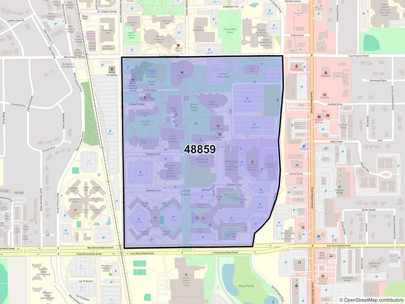 Map of ZIP Code 48859 — Mount Pleasant, MI