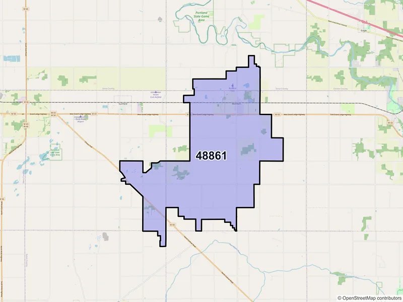 Map of ZIP Code 48861 — Mulliken, MI