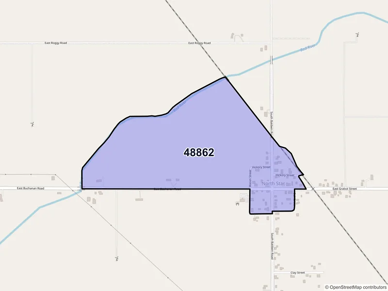 Map of North Star, Michigan and ZIP codes
