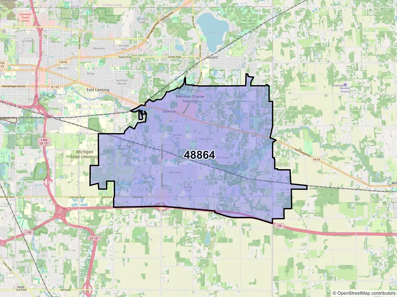 Map of ZIP Code 48864 — Okemos, MI