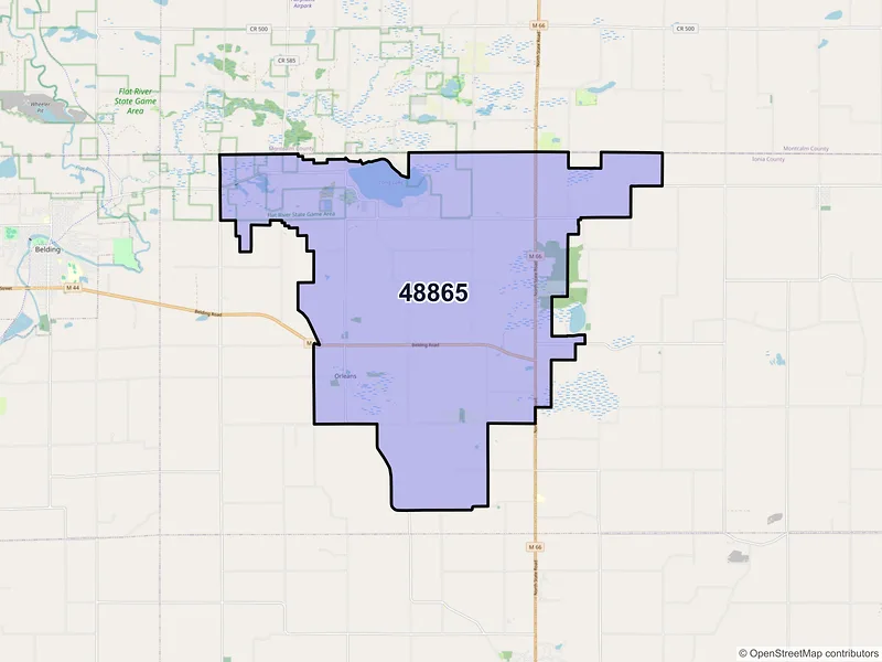 Map of ZIP Code 48865 — Orleans, MI