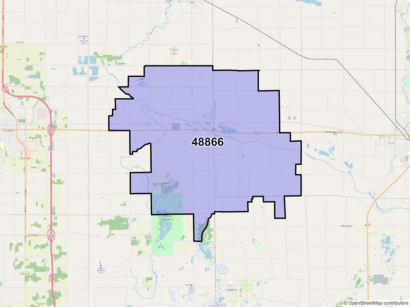 Map of ZIP Code 48866 — Ovid, MI