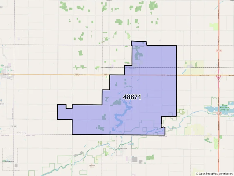 Map of ZIP Code 48871 — Perrinton, MI