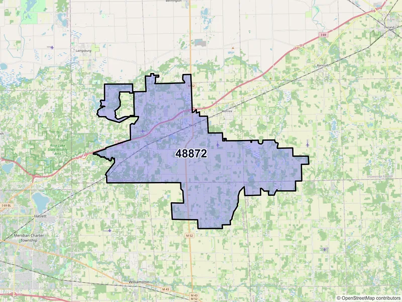 Map of ZIP Code 48872 — Perry, MI