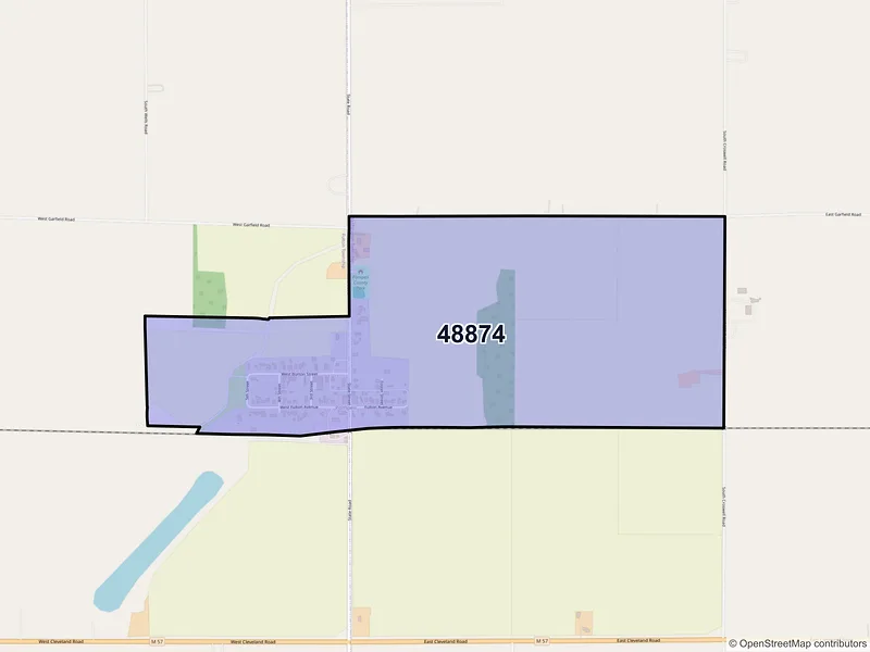 Map of Pompeii, Michigan and ZIP codes