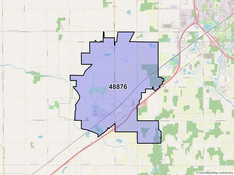 Map of Potterville, Michigan and ZIP codes