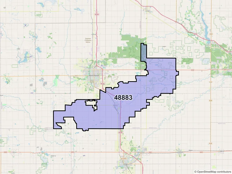 Map of ZIP Code 48883 — Shepherd, MI