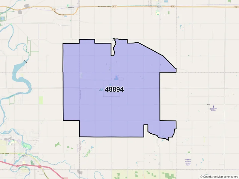 Map of ZIP Code 48894 — Westphalia, MI