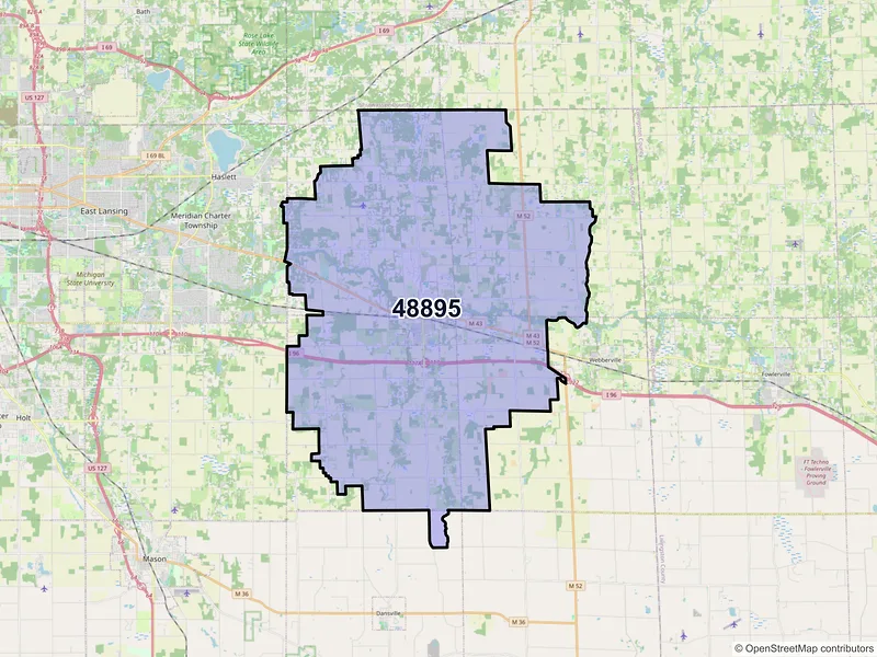 Map of ZIP Code 48895 — Williamston, MI
