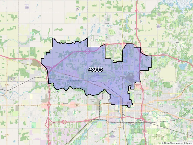 Map of ZIP Code 48906 — Lansing, MI