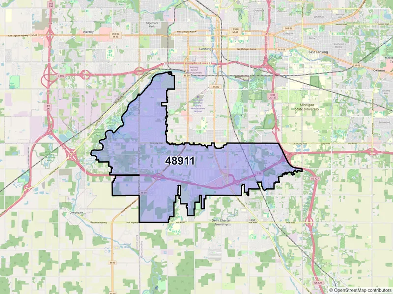 Map of ZIP Code 48911 — Lansing, MI