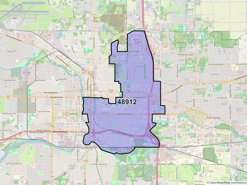 Map of ZIP Code 48912 — Lansing, MI