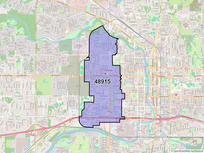 Map of ZIP Code 48915 — Lansing, MI