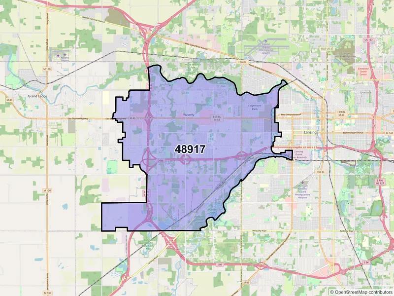 Map of ZIP Code 48917 — Lansing, MI