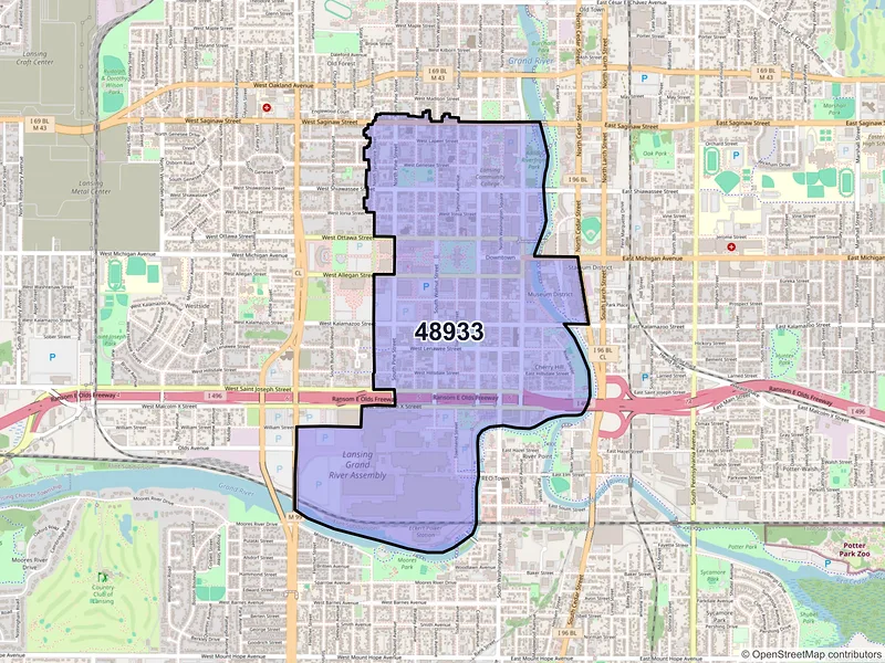 Map of ZIP Code 48933 — Lansing, MI