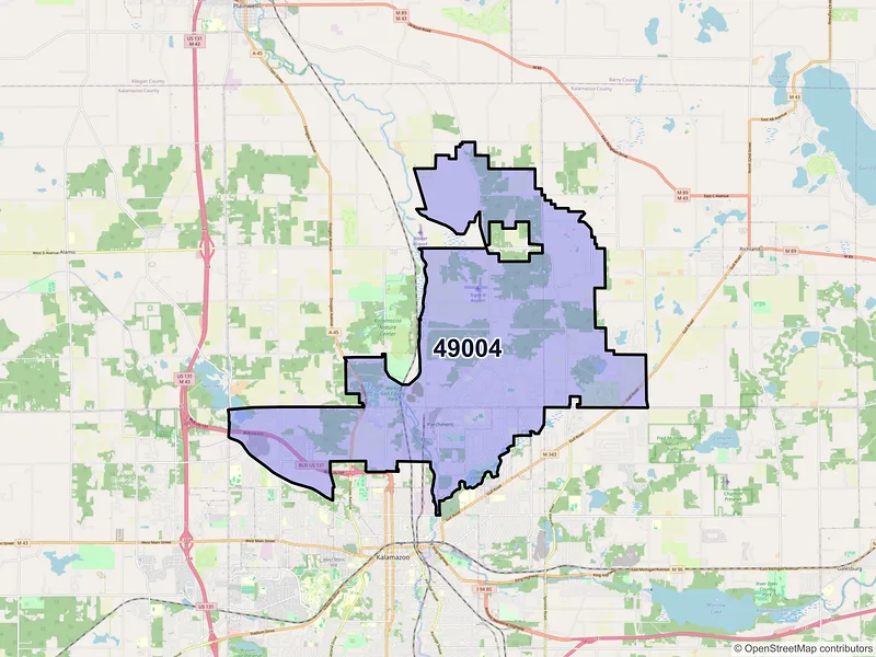 Map of ZIP Code 49004 — Kalamazoo, MI