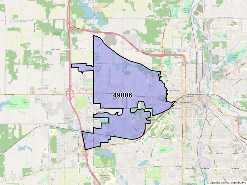 Map of ZIP Code 49006 — Kalamazoo, MI