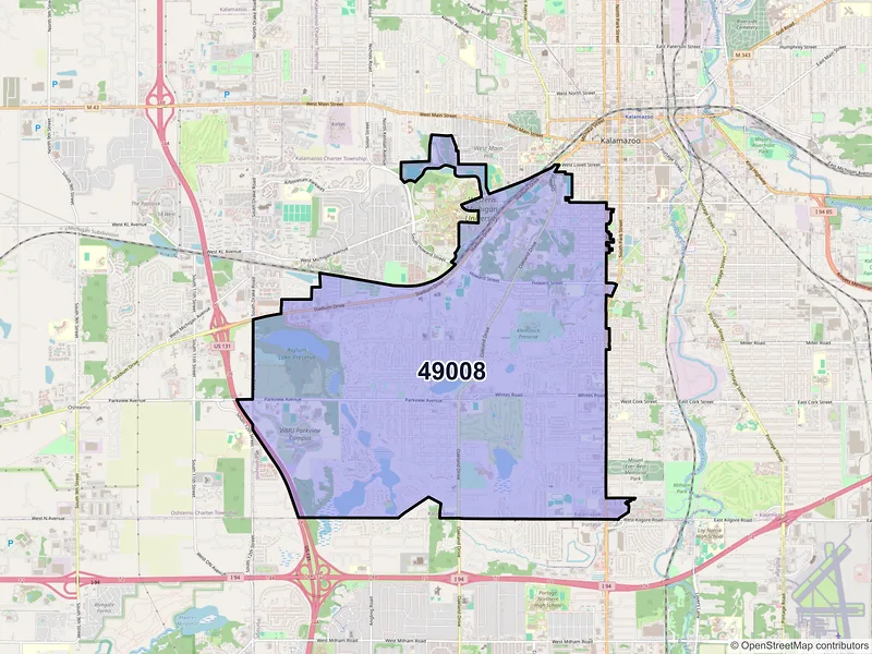 Map of ZIP Code 49008 — Kalamazoo, MI