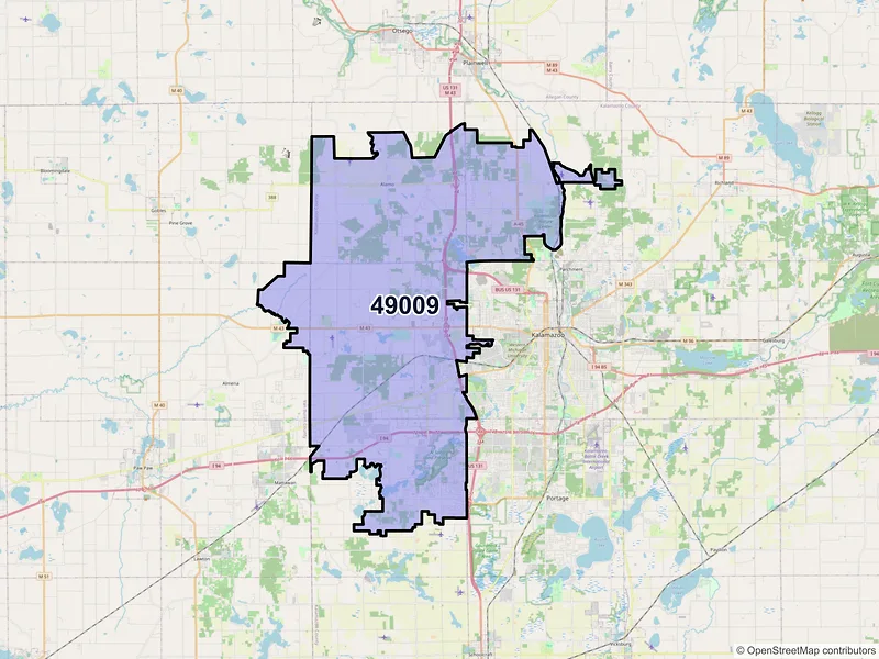 Map of ZIP Code 49009 — Kalamazoo, MI