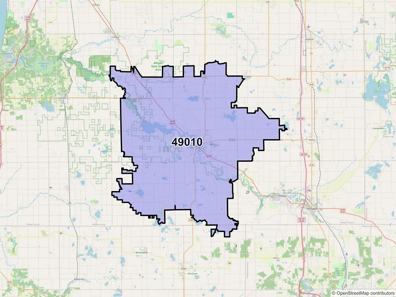 Map of ZIP Code 49010 — Allegan, MI