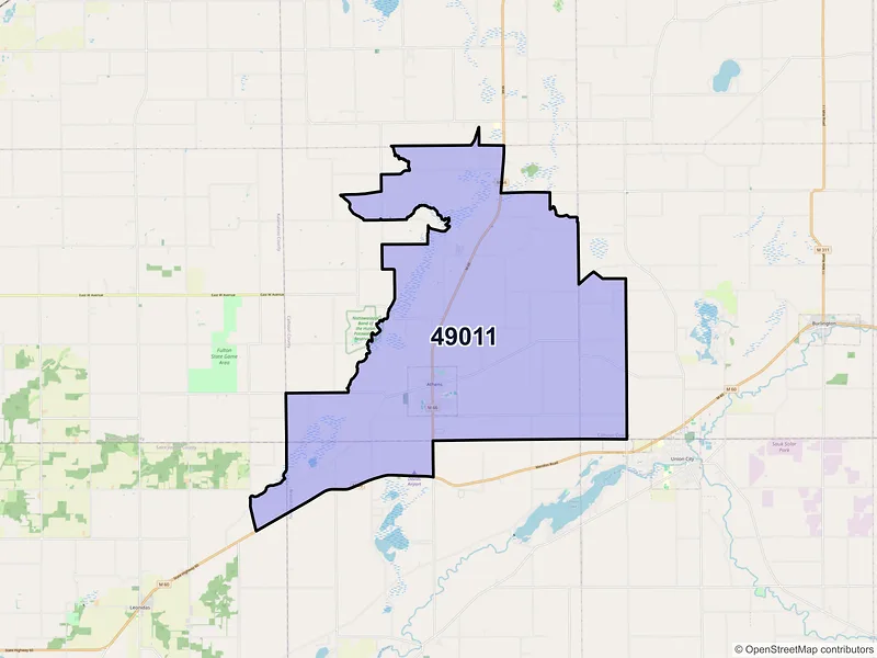 Map of ZIP Code 49011 — Athens, MI