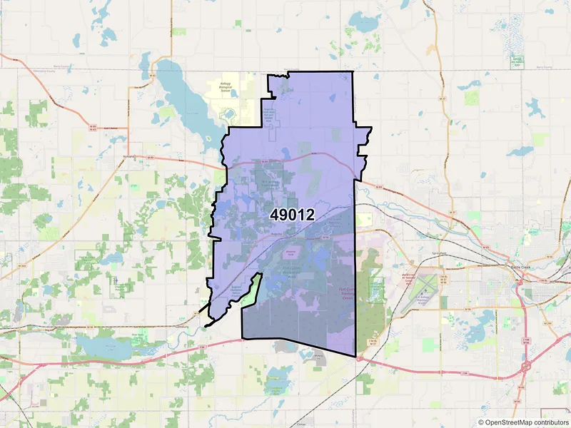 Map of ZIP Code 49012 — Augusta, MI