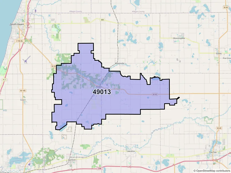 Map of ZIP Code 49013 — Bangor, MI