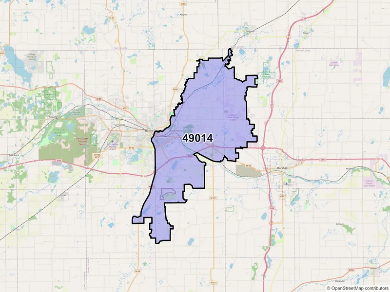 Map of ZIP Code 49014 — Battle Creek, MI