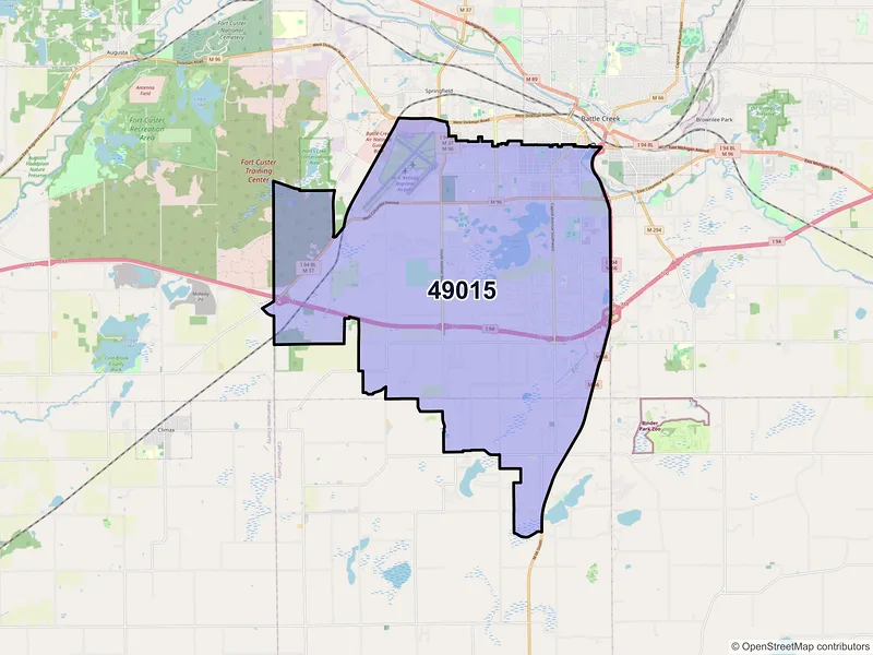 Map of ZIP Code 49015 — Battle Creek, MI