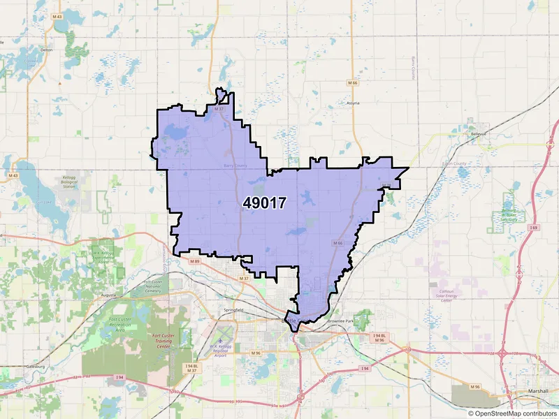 Map of ZIP Code 49017 — Battle Creek, MI