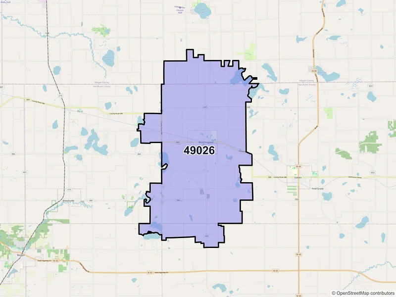 Map of ZIP Code 49026 — Bloomingdale, MI
