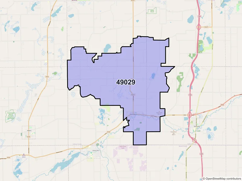 Map of ZIP Code 49029 — Burlington, MI