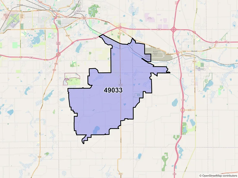 Map of ZIP Code 49033 — Ceresco, MI