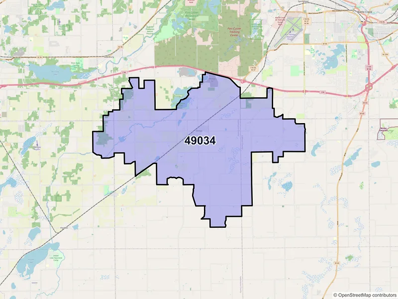 Map of ZIP Code 49034 — Climax, MI