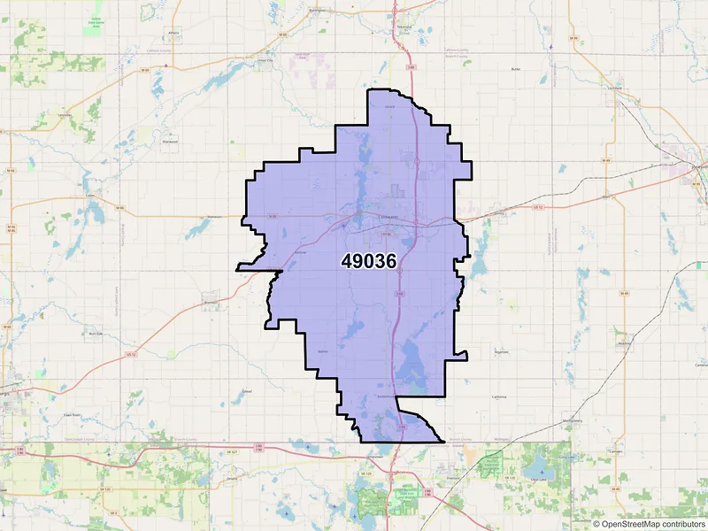 Map of ZIP Code 49036 — Coldwater, MI