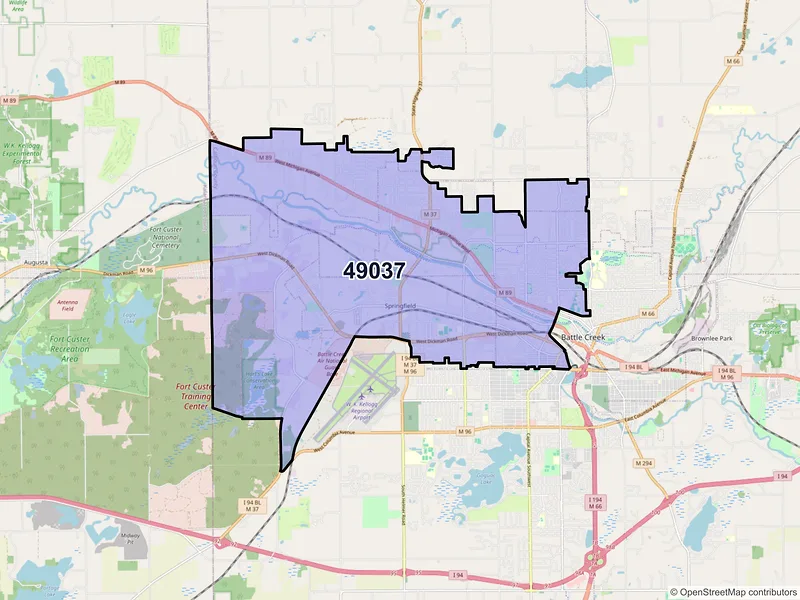 Map of ZIP Code 49037 — Battle Creek, MI