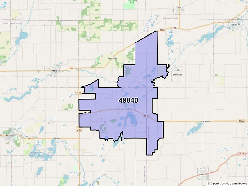 Map of ZIP Code 49040 — Colon, MI
