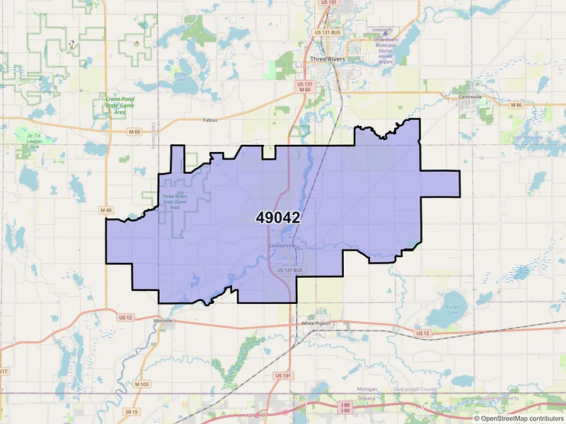 Map of ZIP Code 49042 — Constantine, MI