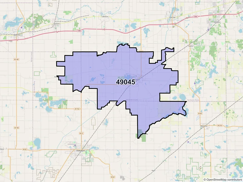 Map of Decatur, Michigan and ZIP codes
