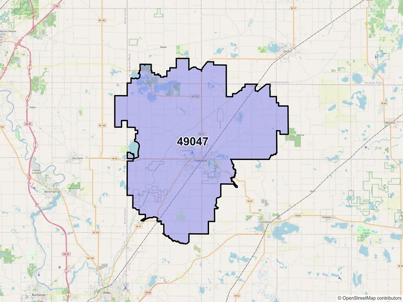 Map of ZIP Code 49047 — Dowagiac, MI