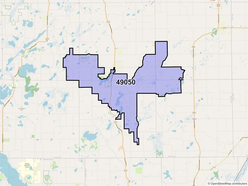 Map of ZIP Code 49050 — Dowling, MI
