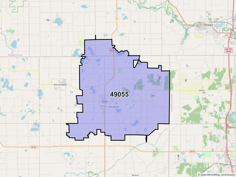 Map of ZIP Code 49055 — Gobles, MI