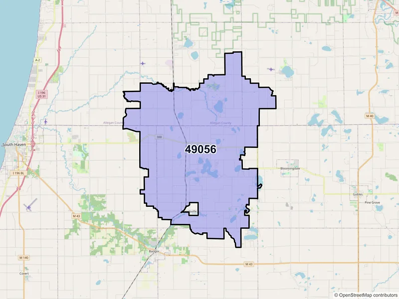Map of Grand Junction, Michigan and ZIP codes