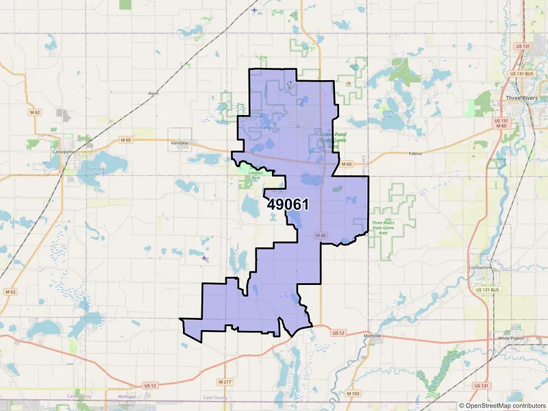 Map of ZIP Code 49061 — Jones, MI