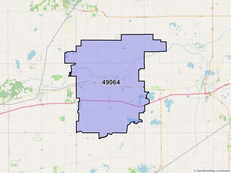 Map of Lawrence, Michigan and ZIP codes