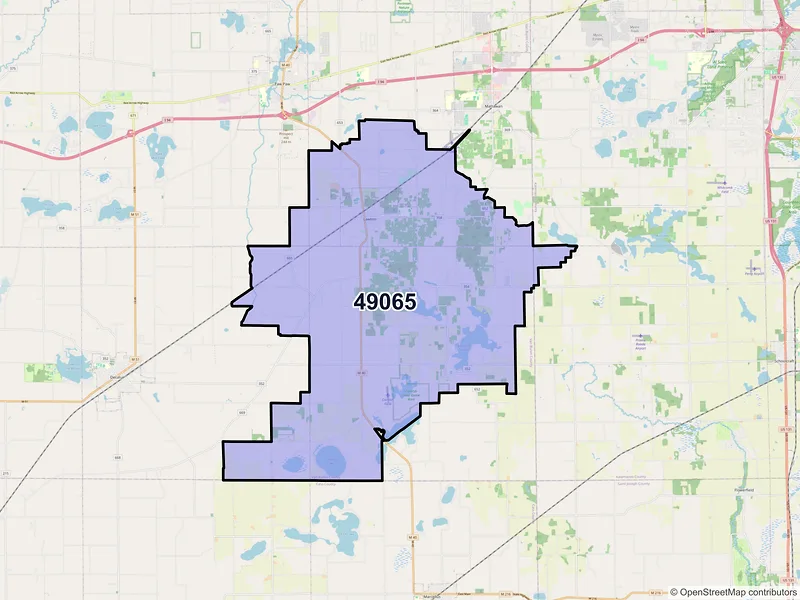 Map of ZIP Code 49065 — Lawton, MI