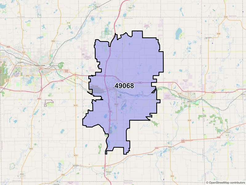 Map of ZIP Code 49068 — Marshall, MI